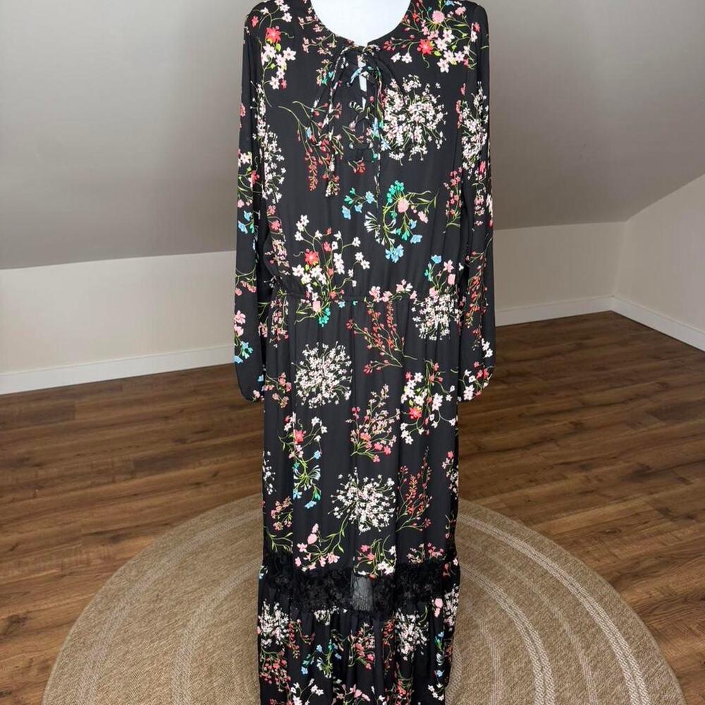 Lane Bryant Maxi Dress Cottagecore Witchy Boho Practical Magic Lace Trim Flowy‎